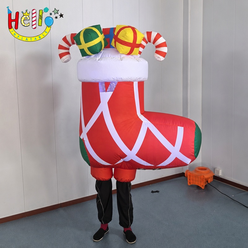 Inflatable Christmas Stocking Costume for Adults Holiday Party Parade Walking Mascot插图 Inflatable Christmas Stocking Costume for Adults Holiday Party Parade Walking Mascot