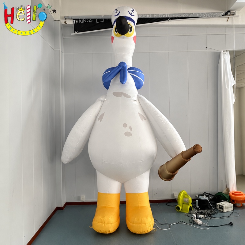Giant Cartoon Sailor Bird Inflatable Mascot with Sailor Hat for Maritime Event Decoration插图 Giant Cartoon Sailor Bird Inflatable Mascot with Sailor Hat for Maritime Event Decoration