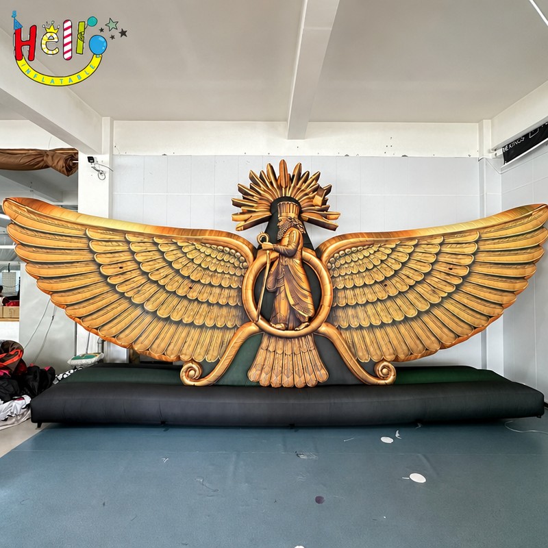 Giant Inflatable Winged Deity Relief Wall Decor with Gold Finish for Cultural Exhibition插图 Giant Inflatable Winged Deity Relief Wall Decor with Gold Finish for Cultural Exhibition