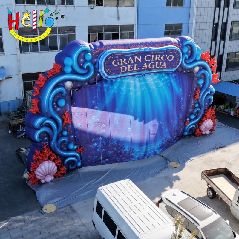 Giant Inflatable Ocean Theme Backdrop with Coral Frame for Stage Event Decoration