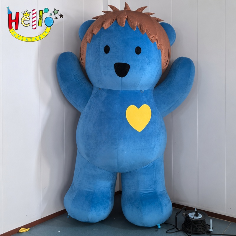 Giant Blue Teddy Bear Inflatable with Brown Spiky Hair for Mall Kids Party Decoration插图 Giant Blue Teddy Bear Inflatable with Brown Spiky Hair for Mall Kids Party Decoration
