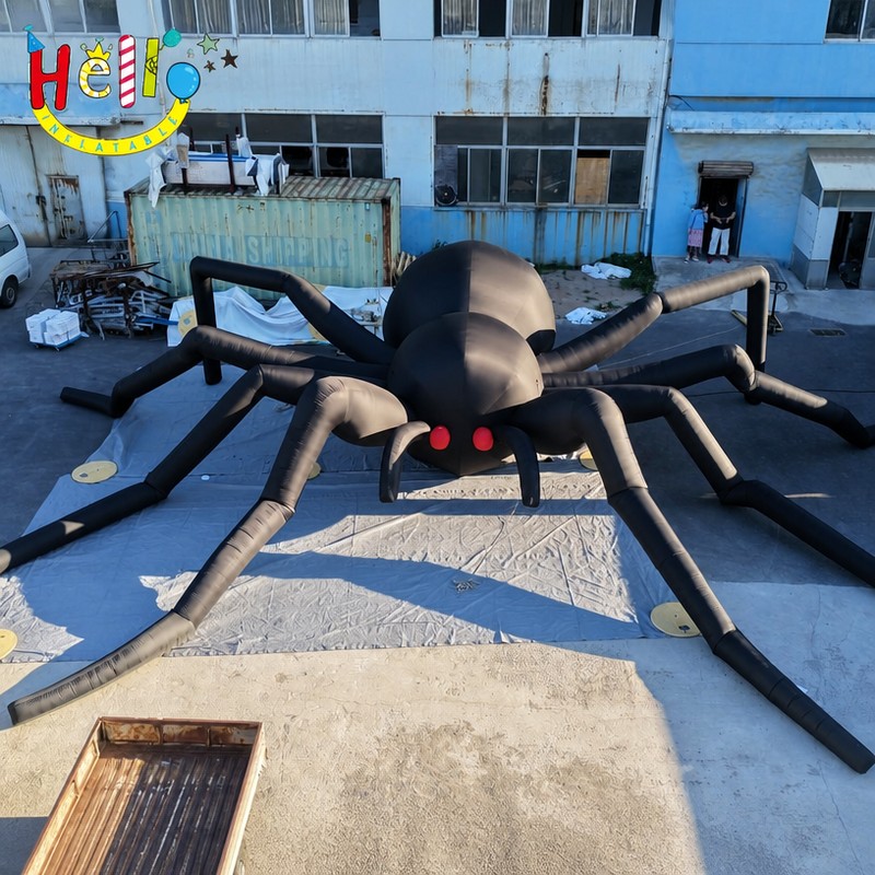 Giant Black Inflatable Spider with Glowing Red Eyes for Halloween Outdoor Decoration插图 Giant Black Inflatable Spider with Glowing Red Eyes for Halloween Outdoor Decoration