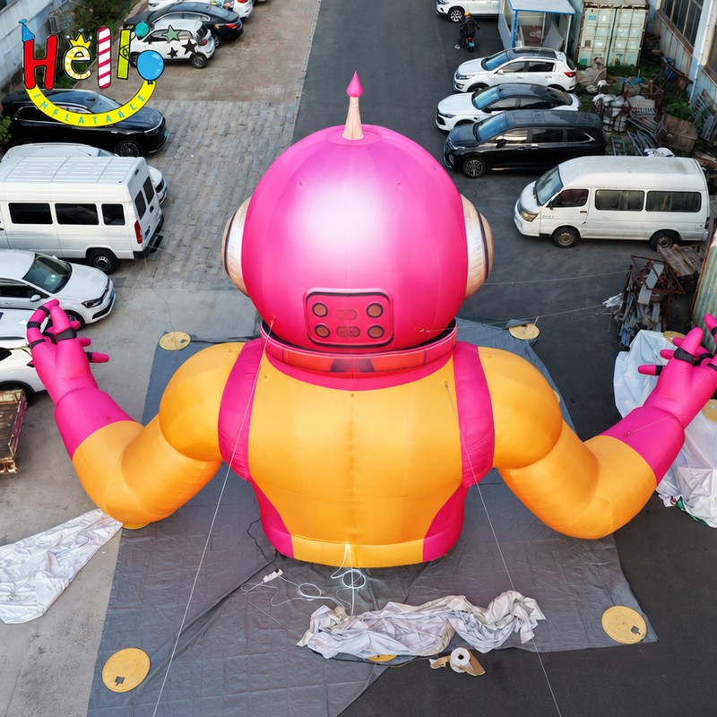 Giant Cartoon Astronaut Inflatable Mascot with Pink Helmet Space Suit for Outdoor Brand Advertising Decoration