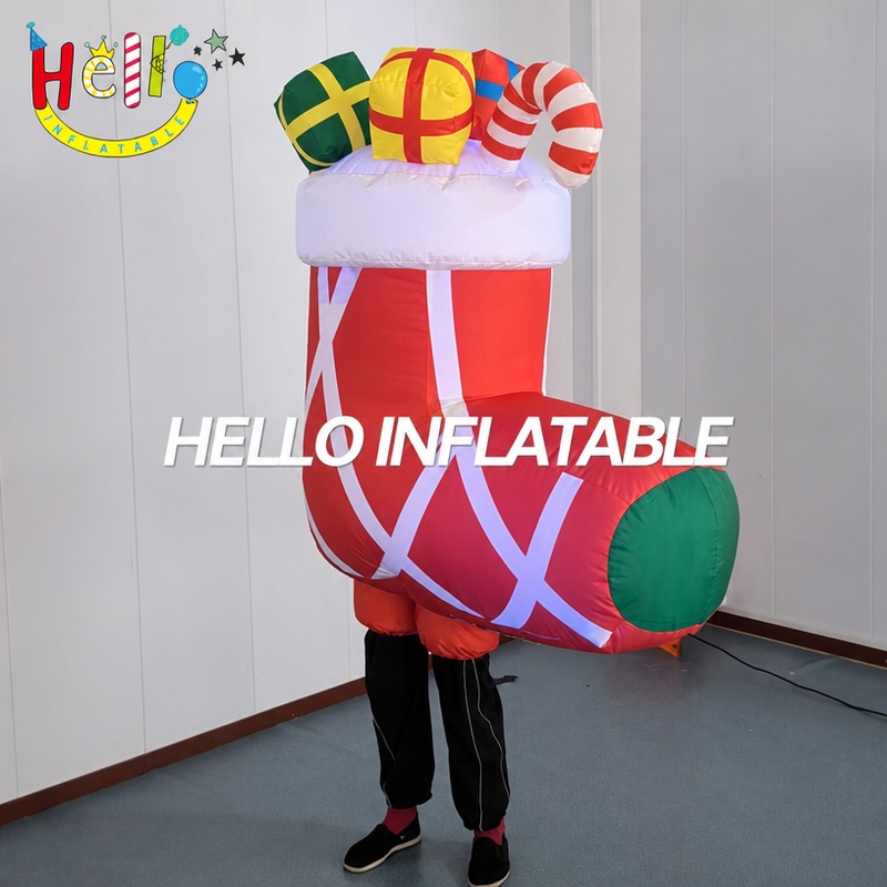 Inflatable Christmas Stocking Costume for Adults Holiday Party Parade Walking Mascot