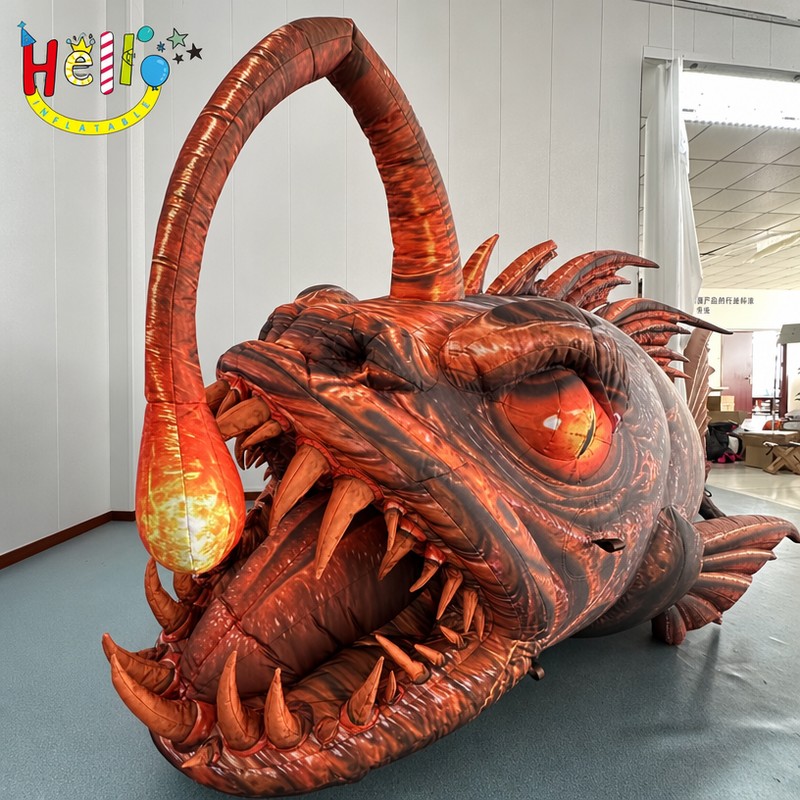 Giant Realistic Deep Sea Anglerfish Inflatable Model with Light Up Lure for Ocean Theme Decor插图 Giant Realistic Deep Sea Anglerfish Inflatable Model with Light Up Lure for Ocean Theme Decor