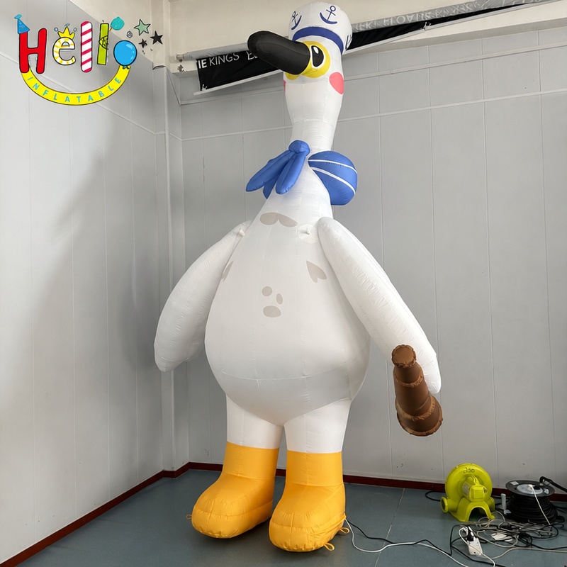 Giant Cartoon Sailor Bird Inflatable Mascot with Sailor Hat for Maritime Event Decoration