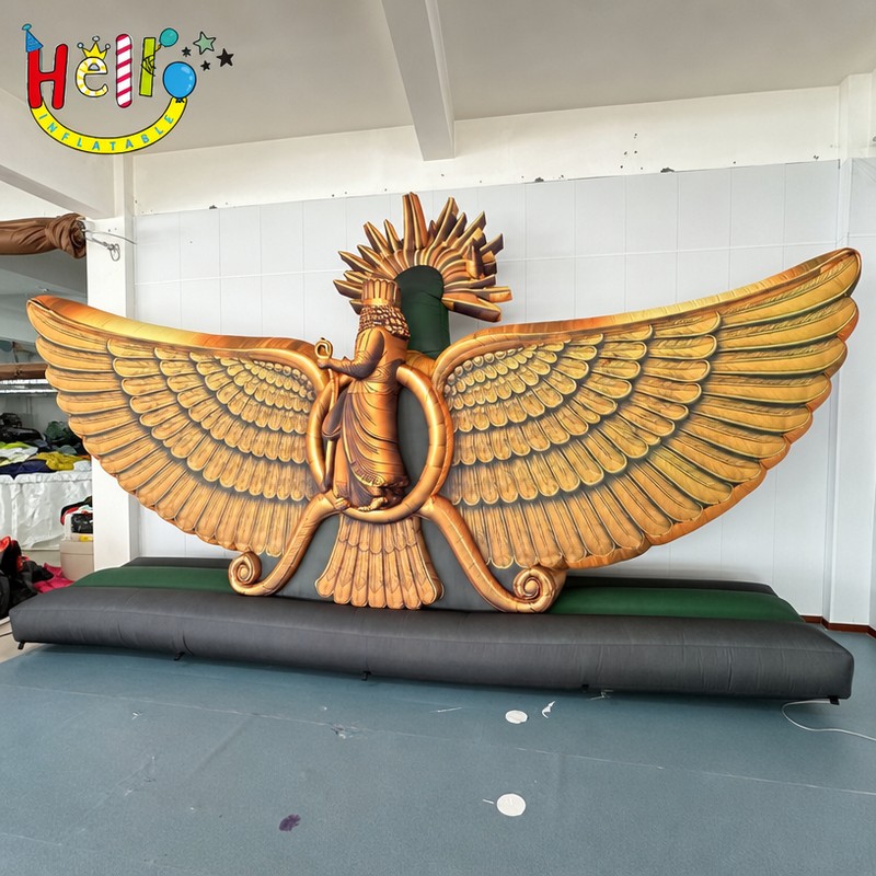 Giant Inflatable Winged Deity Relief Wall Decor with Gold Finish for Cultural Exhibition