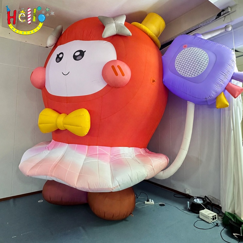 Giant Cartoon Girl Inflatable Mascot with Crown and Tutu Skirt for Event Decoration