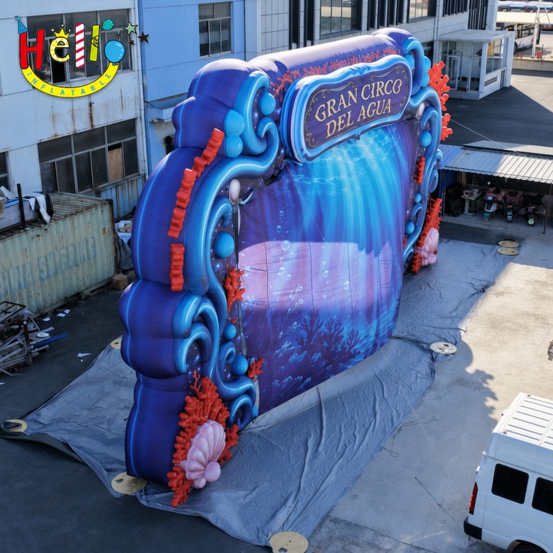 Giant Inflatable Ocean Theme Backdrop with Coral Frame for Stage Event Decoration