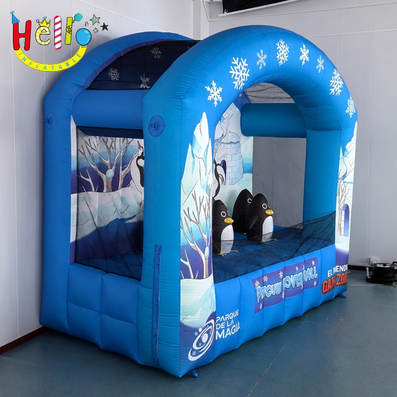 Giant Inflatable Penguin Carnival Game Booth with Snowflake Arch for Winter Event Rental插图2 Giant Inflatable Penguin Carnival Game Booth with Snowflake Arch for Winter Event Rental