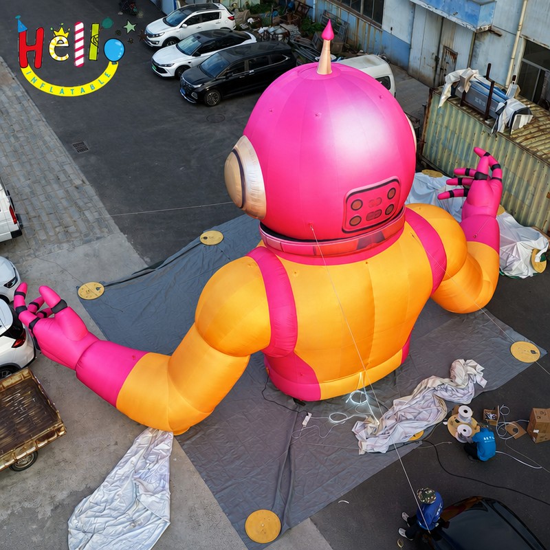 Giant Cartoon Astronaut Inflatable Mascot with Pink Helmet Space Suit for Outdoor Brand Advertising Decoration