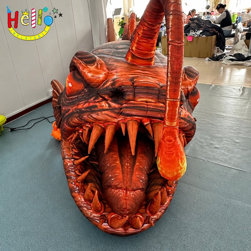 Giant Realistic Deep Sea Anglerfish Inflatable Model with Light Up Lure for Ocean Theme Decor