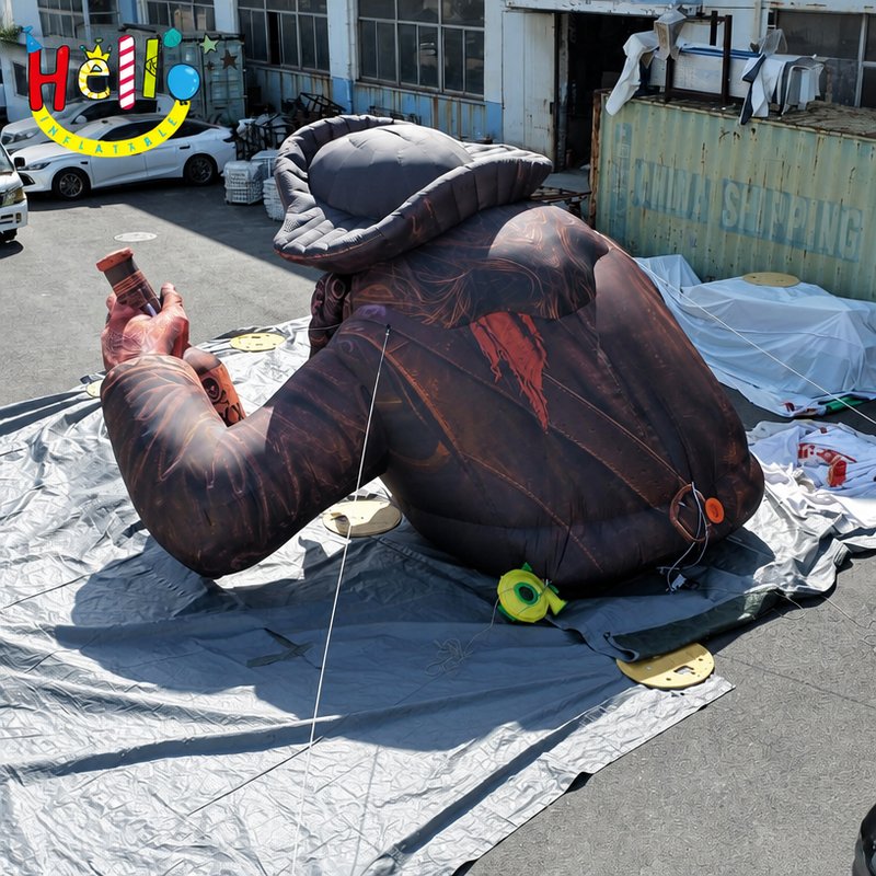 Giant Pirate Inflatable Mascot Holding Rum Bottle with Tricorn Hat for Outdoor Bar Pub Grand Opening Decoration