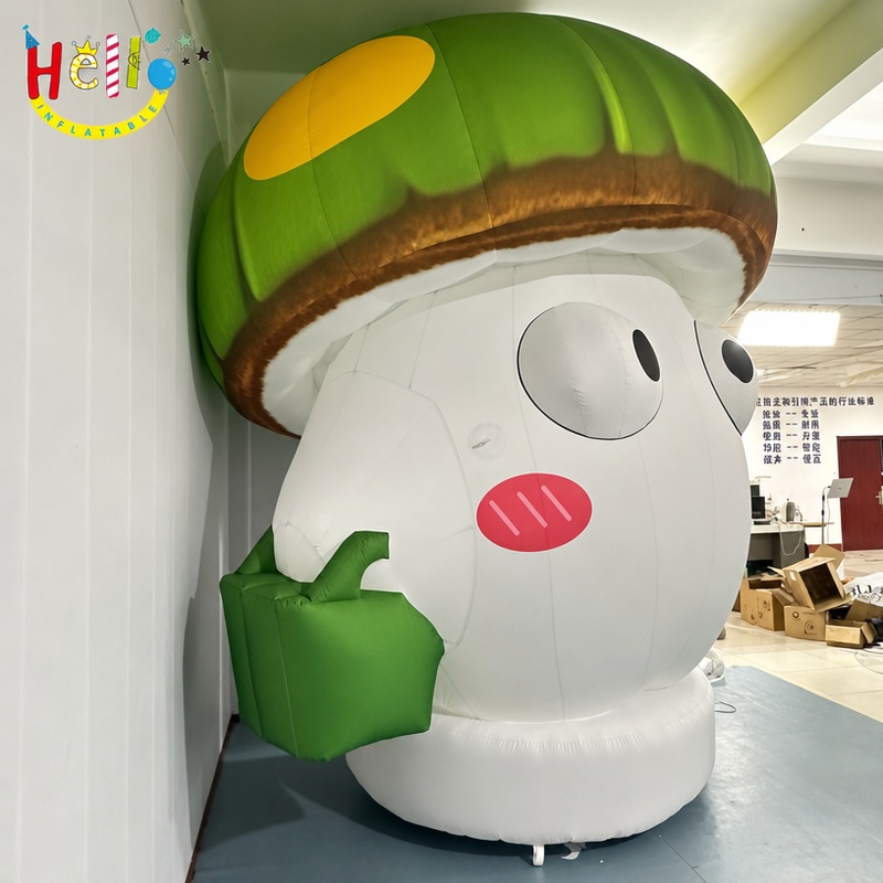 Giant Cartoon Mushroom Inflatable Mascot with Green Cap for Commercial Event Decoration插图1 Giant Cartoon Mushroom Inflatable Mascot with Green Cap for Commercial Event Decoration