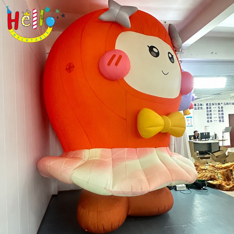 Giant Cartoon Girl Inflatable Mascot with Crown and Tutu Skirt for Event Decoration
