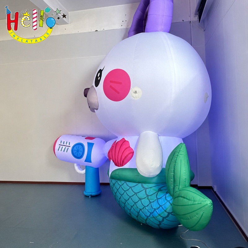 Giant Inflatable Mermaid Character with Shell Top for Pool Party Decoration