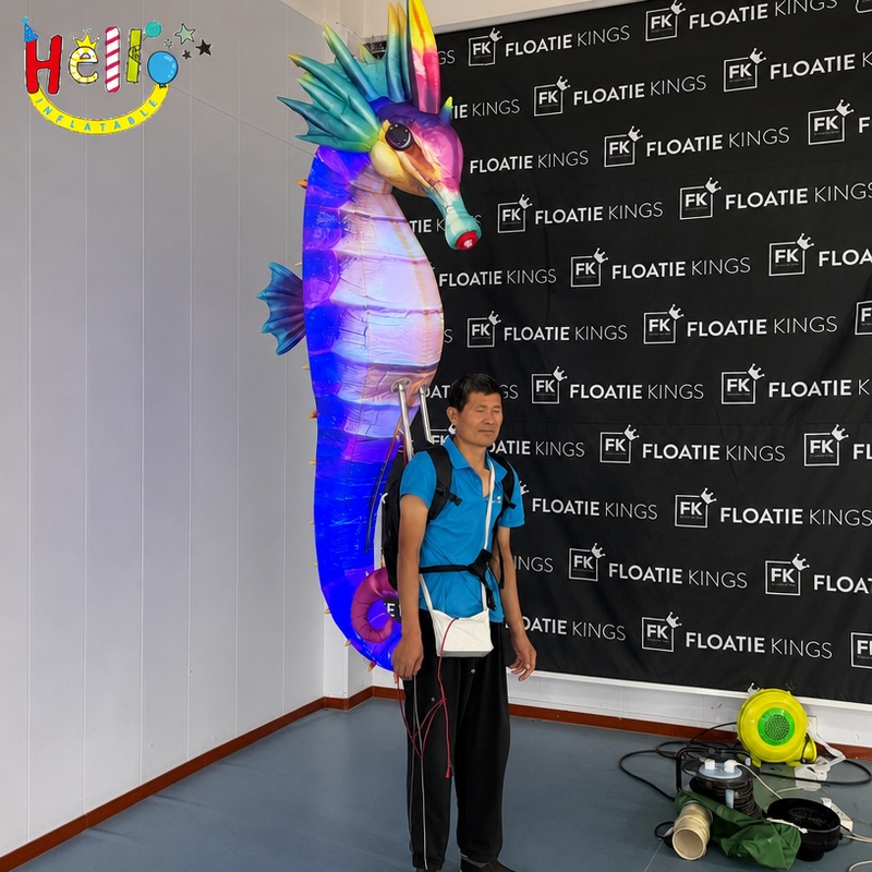 Giant Wearable Inflatable Seahorse Costume with Iridescent Fabric for Parade Show