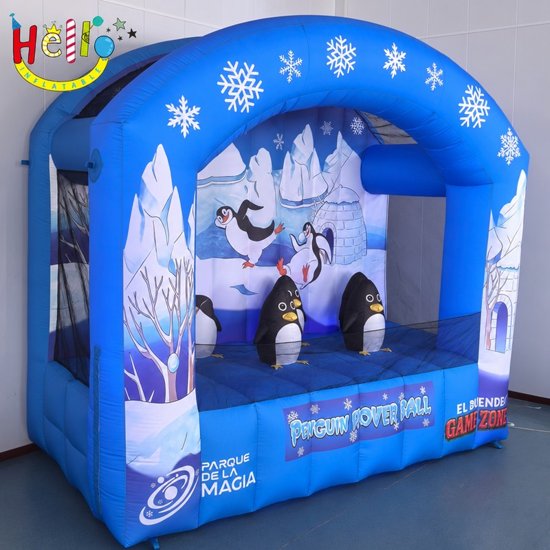 Giant Inflatable Penguin Carnival Game Booth with Snowflake Arch for Winter Event Rental插图1 Giant Inflatable Penguin Carnival Game Booth with Snowflake Arch for Winter Event Rental
