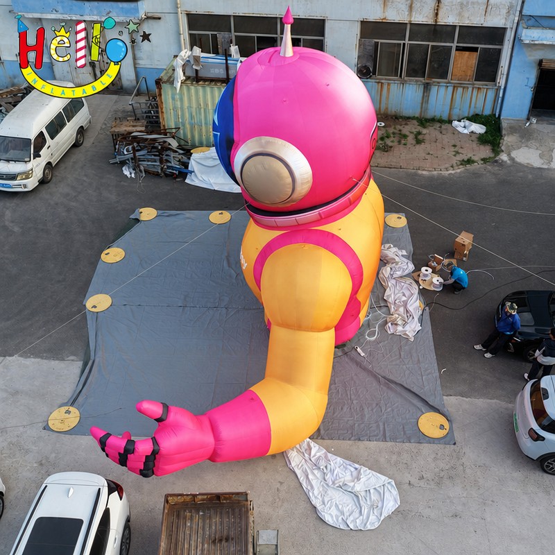 Giant Cartoon Astronaut Inflatable Mascot with Pink Helmet Space Suit for Outdoor Brand Advertising Decoration