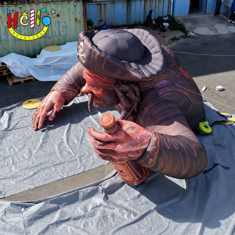 Giant Pirate Inflatable Mascot Holding Rum Bottle with Tricorn Hat for Outdoor Bar Pub Grand Opening Decoration