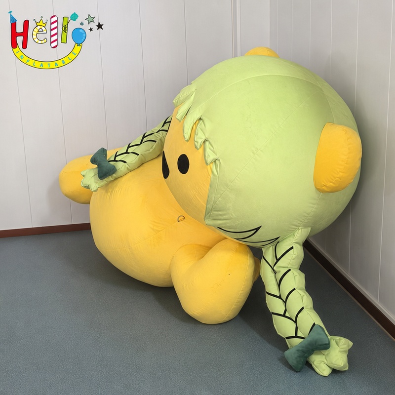 Giant Yellow Bear Inflatable Mascot with Green Braid Hair for Kids Party Mall Decoration插图1 Giant Yellow Bear Inflatable Mascot with Green Braid Hair for Kids Party Mall Decoration