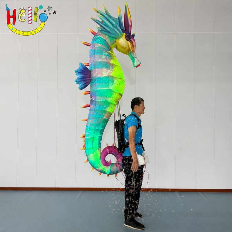 Giant Wearable Inflatable Seahorse Costume with Iridescent Fabric for Parade Show