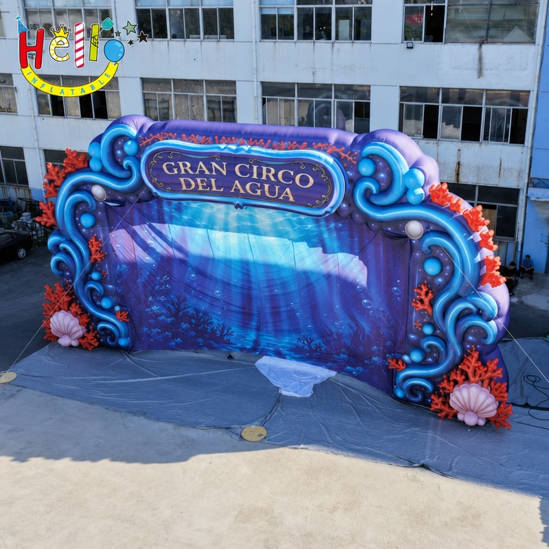 Giant Inflatable Ocean Theme Backdrop with Coral Frame for Stage Event Decoration