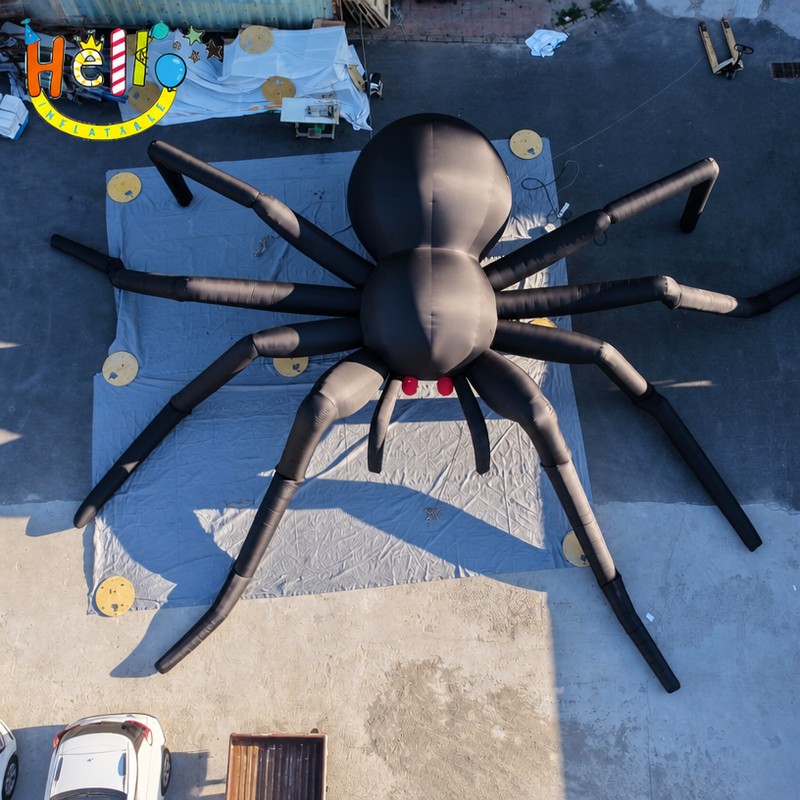 Giant Black Inflatable Spider with Glowing Red Eyes for Halloween Outdoor Decoration