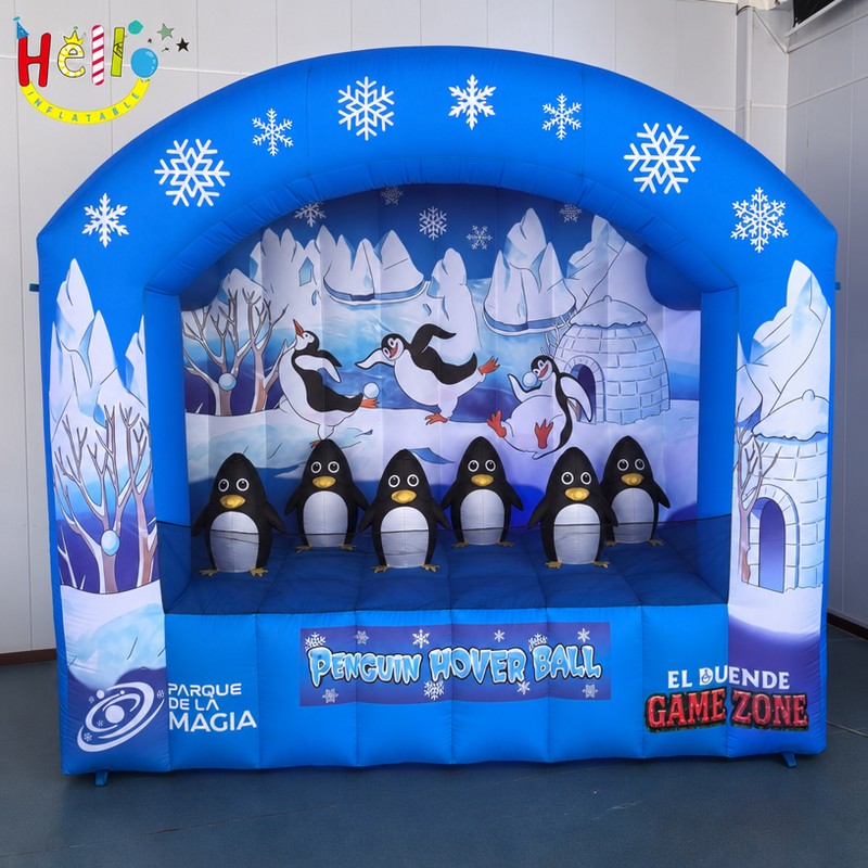 Giant Inflatable Penguin Carnival Game Booth with Snowflake Arch for Winter Event Rental插图 Giant Inflatable Penguin Carnival Game Booth with Snowflake Arch for Winter Event Rental