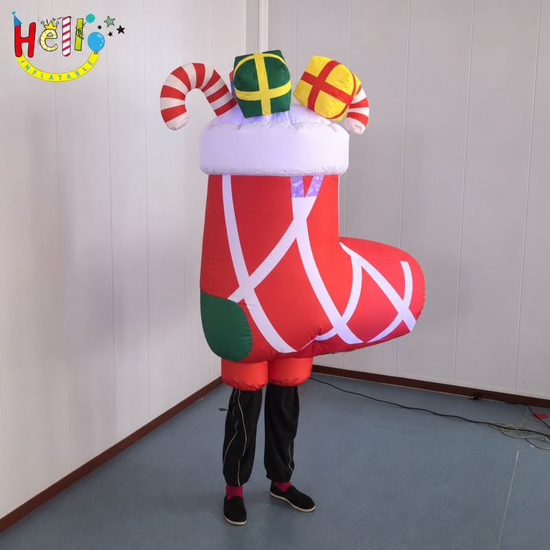 Inflatable Christmas Stocking Costume for Adults Holiday Party Parade Walking Mascot