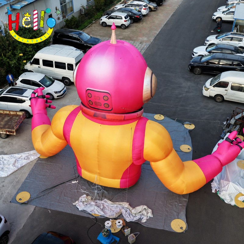 Giant Cartoon Astronaut Inflatable Mascot with Pink Helmet Space Suit for Outdoor Brand Advertising Decoration