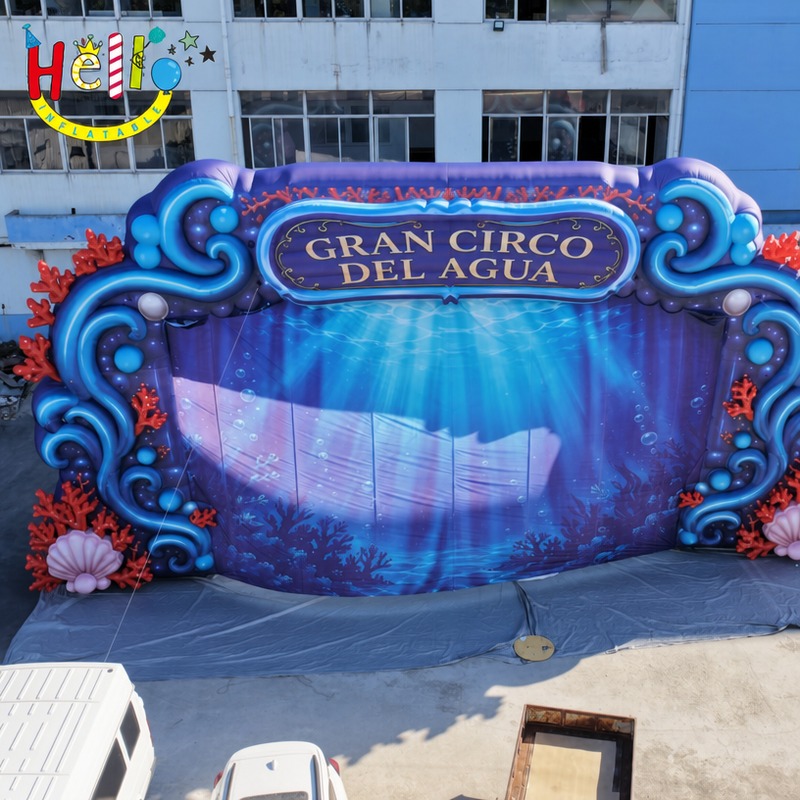 Giant Inflatable Ocean Theme Backdrop with Coral Frame for Stage Event Decoration