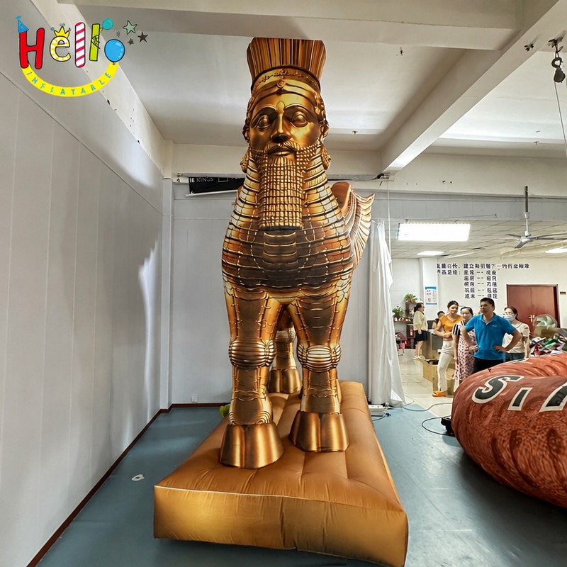 Giant Inflatable Winged Bull Statue with Human Head for Museum Exhibition Decoration