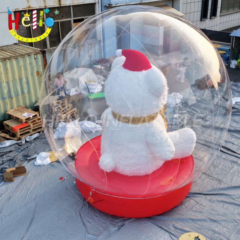 Giant Inflatable Snow Globe with Teddy Bear Inside for Christmas Decoration