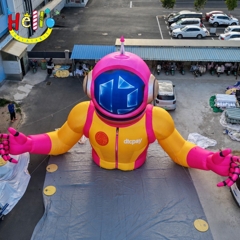 Giant Cartoon Astronaut Inflatable Mascot with Pink Helmet Space Suit for Outdoor Brand Advertising Decoration