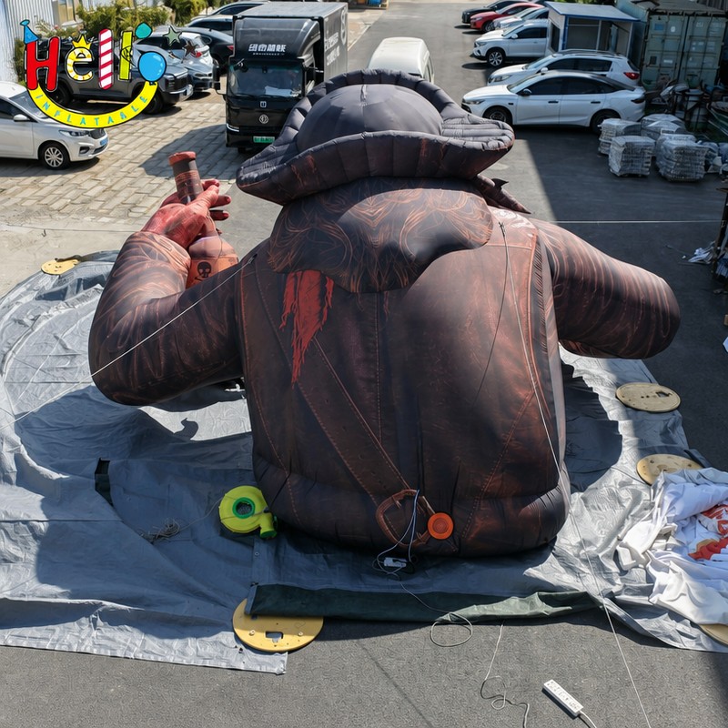 Giant Pirate Inflatable Mascot Holding Rum Bottle with Tricorn Hat for Outdoor Bar Pub Grand Opening Decoration
