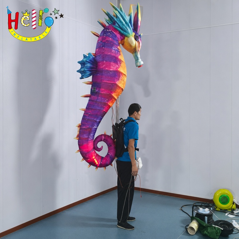 Giant Wearable Inflatable Seahorse Costume with Iridescent Fabric for Parade Show