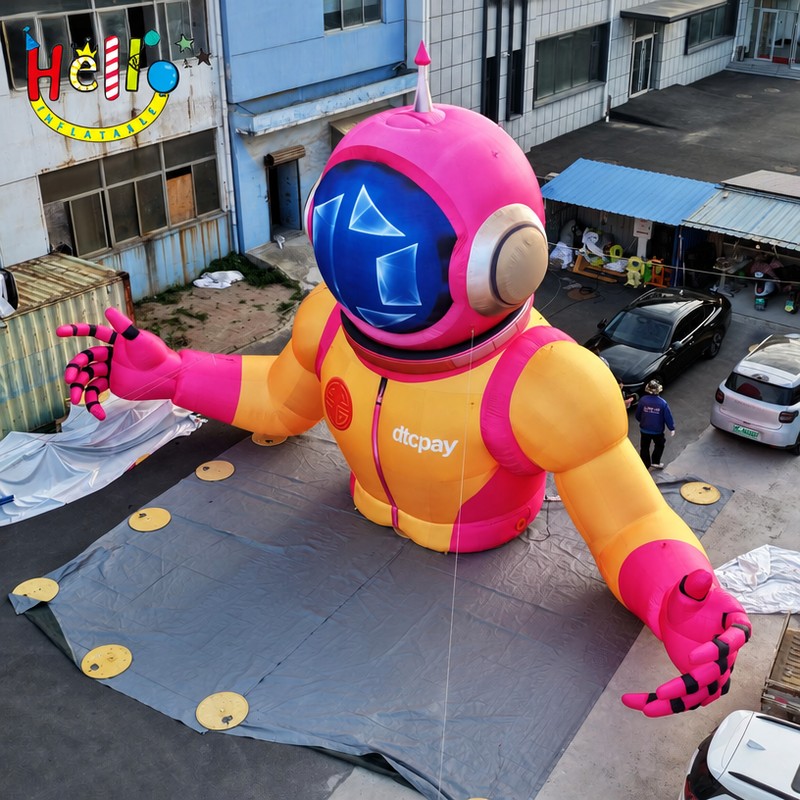 Giant Cartoon Astronaut Inflatable Mascot with Pink Helmet Space Suit for Outdoor Brand Advertising Decoration