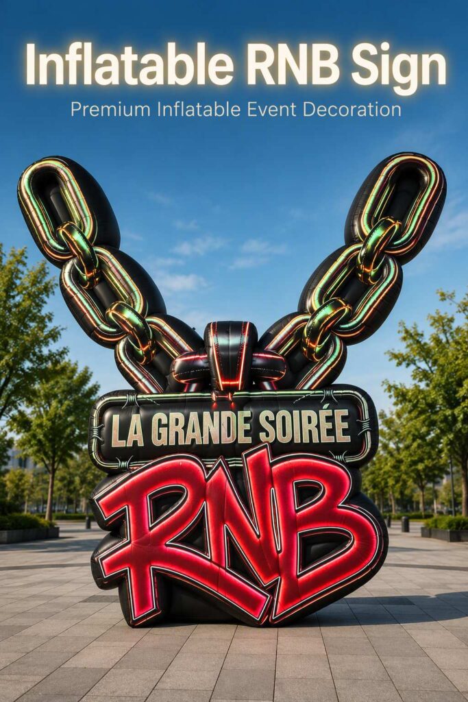 Custom Inflatable Chain Sign with Neon Effect Print for Event Stage Backdrop Decoration