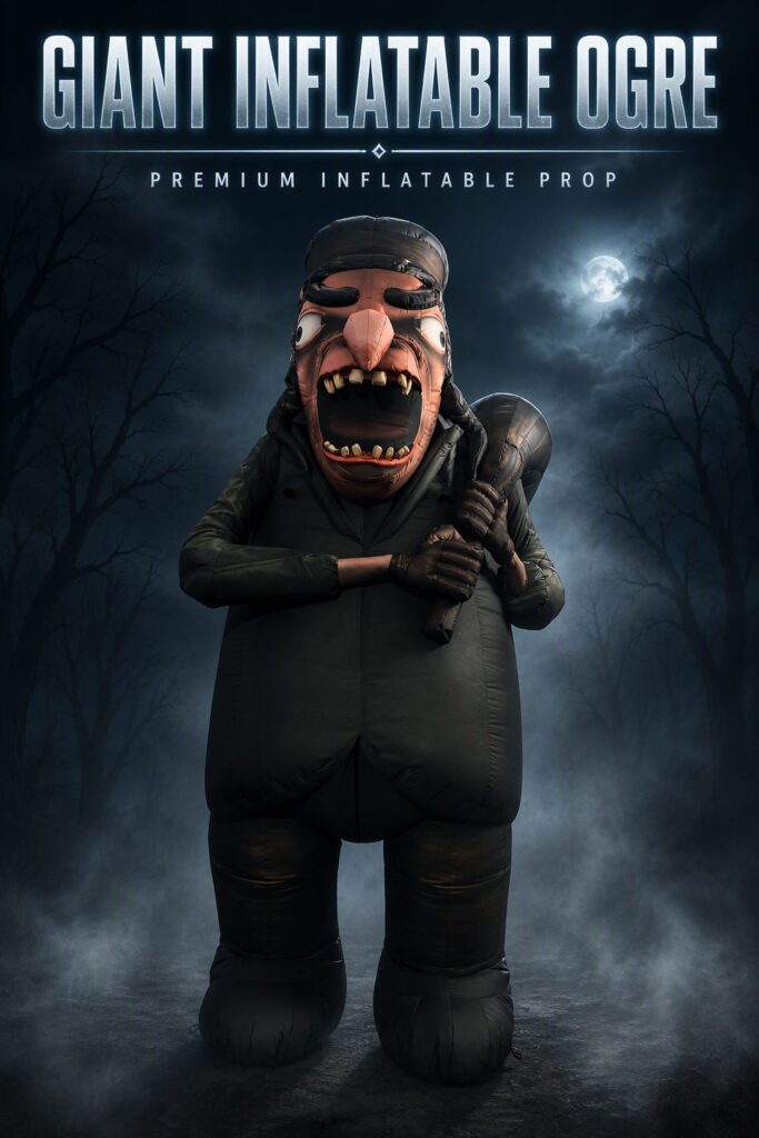 Giant Inflatable Ogre Prop with Club for Halloween Haunted House Decoration