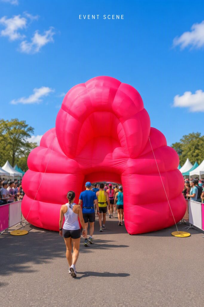 Giant Pink Inflatable Cloud Archway Entrance for Outdoor Event and Race Decoration插图1 Giant Pink Inflatable Cloud Archway Entrance for Outdoor Event and Race Decoration