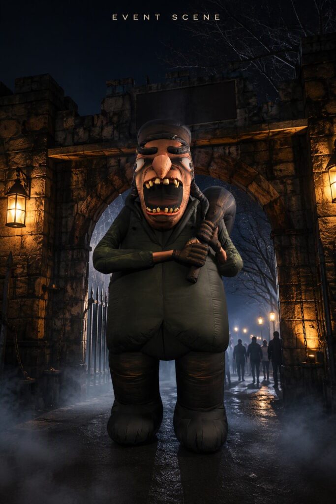Giant Inflatable Ogre Prop with Club for Halloween Haunted House Decoration