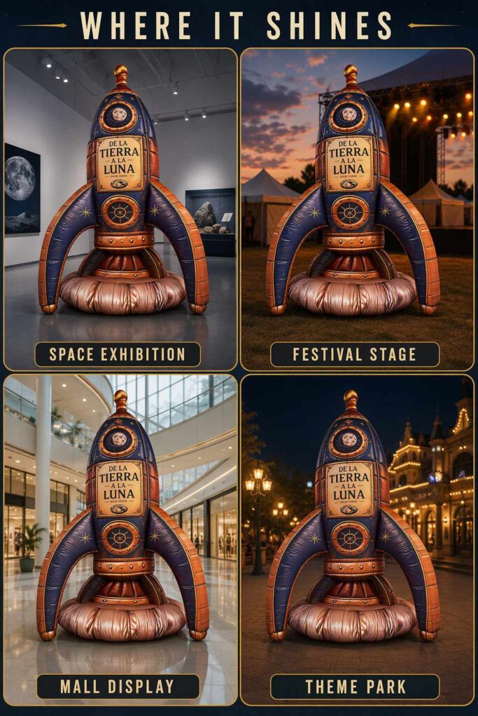Giant Inflatable Steampunk Rocket Ship Prop for Space Theme Event Decoration插图2 Giant Inflatable Steampunk Rocket Ship Prop for Space Theme Event Decoration