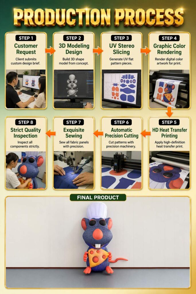 Giant Inflatable Chef Mouse Mascot with Cheese for Restaurant Promotion插图3 Giant Inflatable Chef Mouse Mascot with Cheese for Restaurant Promotion
