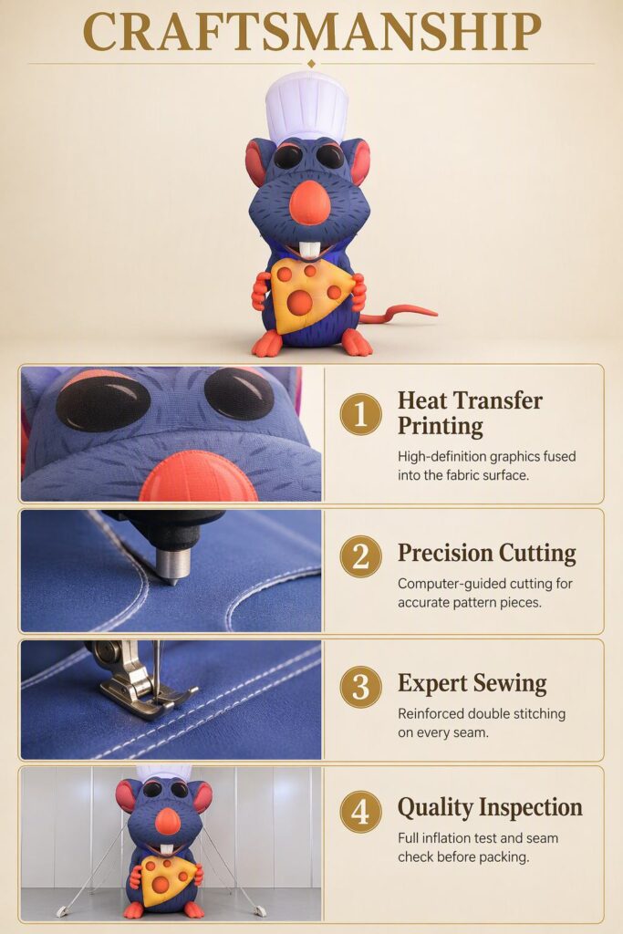 Giant Inflatable Chef Mouse Mascot with Cheese for Restaurant Promotion插图4 Giant Inflatable Chef Mouse Mascot with Cheese for Restaurant Promotion