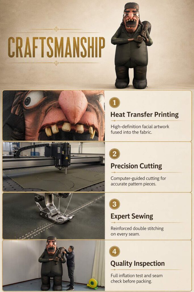 Giant Inflatable Ogre Prop with Club for Halloween Haunted House Decoration