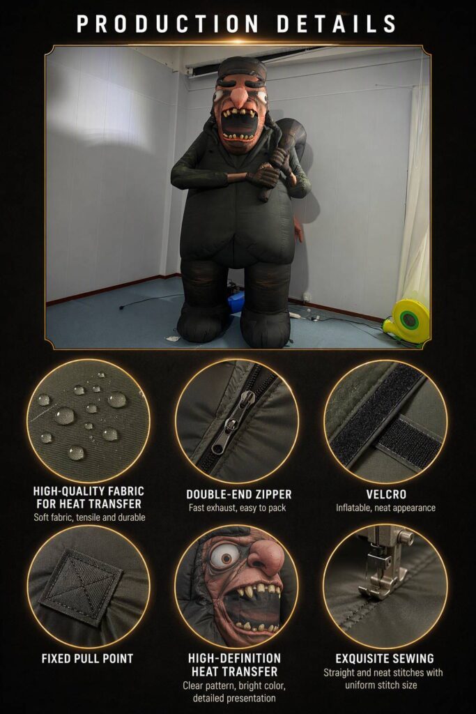 Giant Inflatable Ogre Prop with Club for Halloween Haunted House Decoration