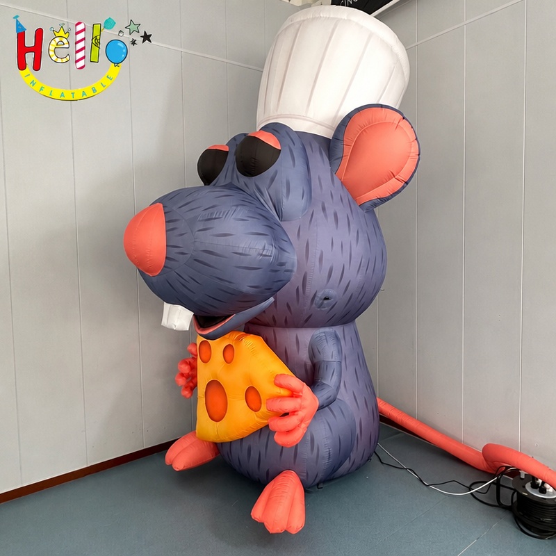 Giant Inflatable Chef Mouse Mascot with Cheese for Restaurant Promotion