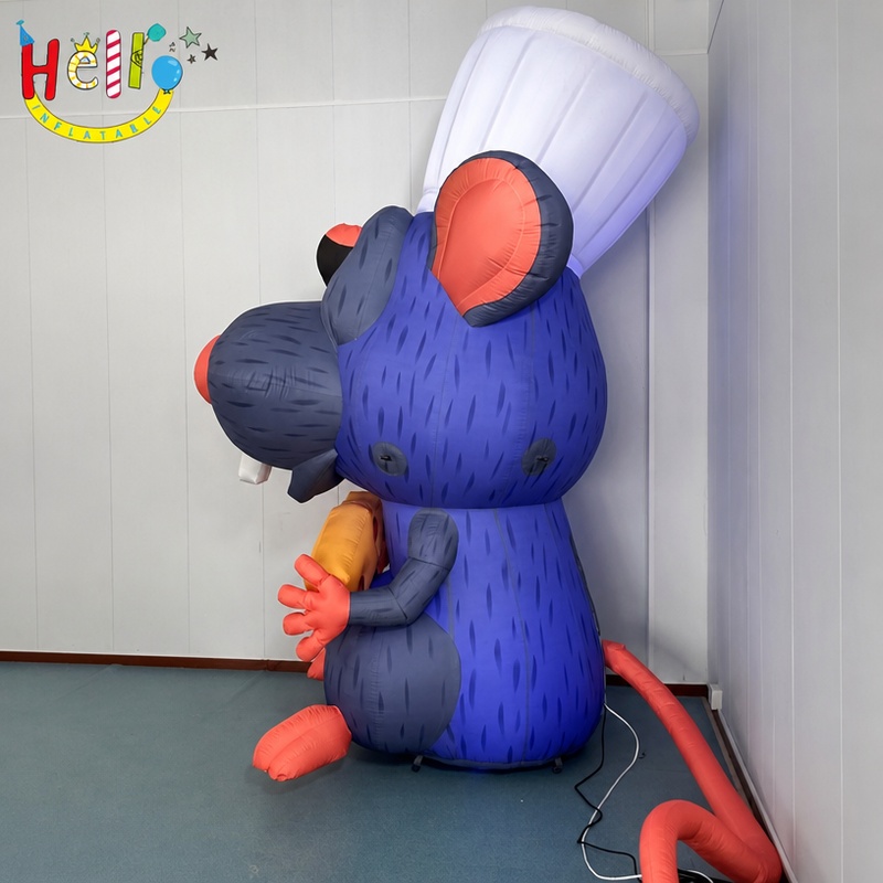 Giant Inflatable Chef Mouse Mascot with Cheese for Restaurant Promotion